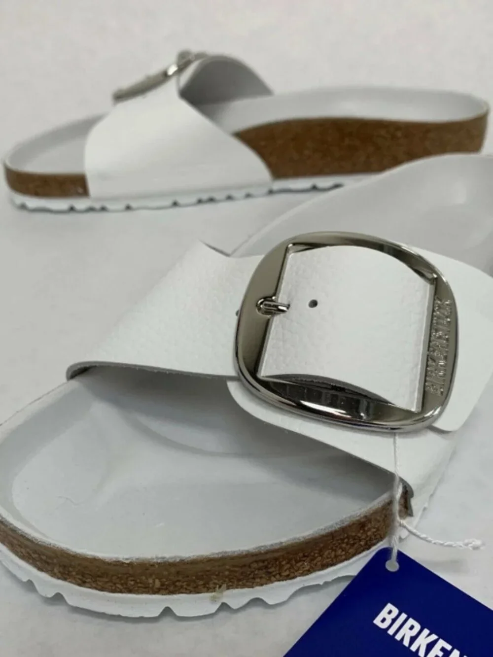 Birkenstock Madrid Big Buckle White Natural Leather Exquisite Regular Width